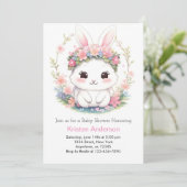 Bunny Delights Meisje Baby shower Kaart (Staand voorkant)