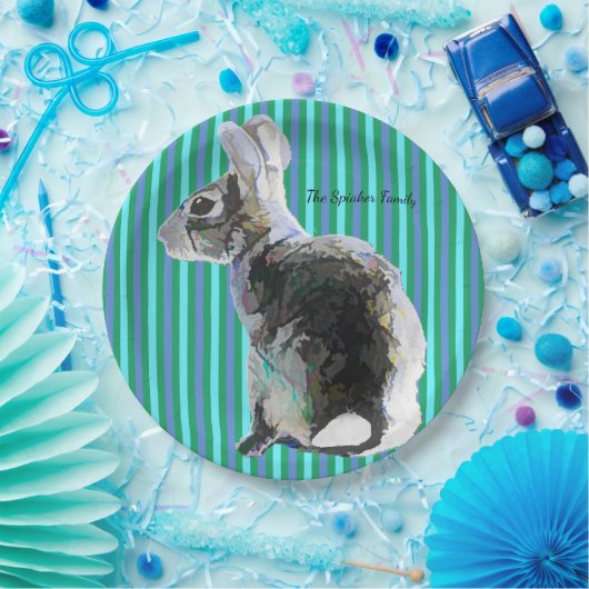 Bunny Design Paper Bord Blue Stripes (Feest)