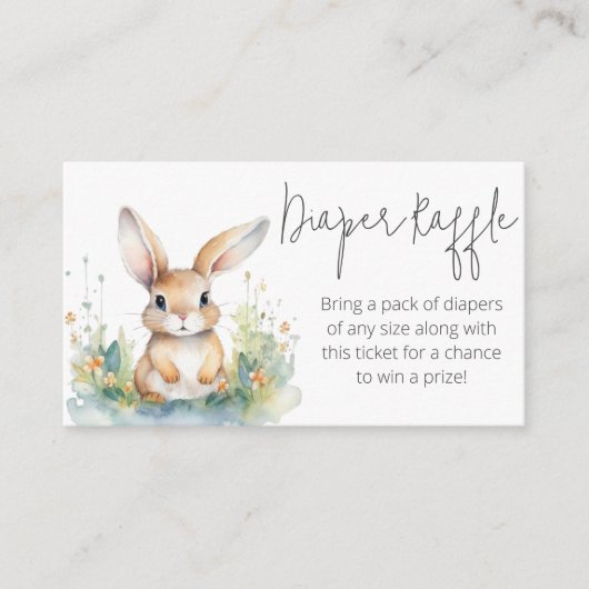 Bunny Diaper Raffle Baby shower Informatiekaartje (Voorkant)