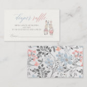 Bunny Diaper Raffle Tickets voor Baby shower Informatiekaartje (Voorkant / Achterkant)