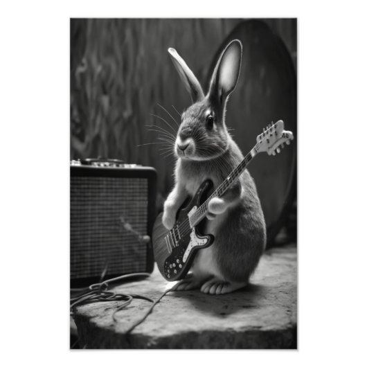Bunny die een gitaar speelt foto afdruk (Voorkant)