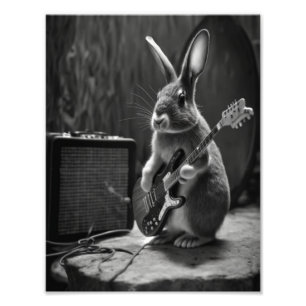 Bunny die een gitaar speelt foto afdruk