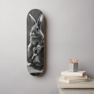 Bunny die een gitaar speelt persoonlijk skateboard