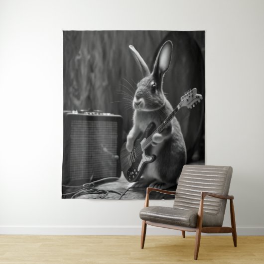 Bunny die een gitaar speelt wandkleed (In situ)