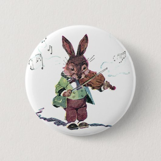 Bunny die het Violin speelt Ronde Button 5,7 Cm (Voorkant)