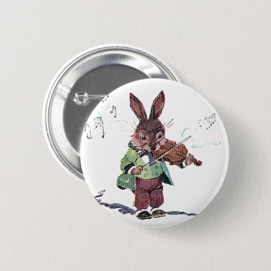 Bunny die het Violin speelt Ronde Button 5,7 Cm (Voorkant /achterkant)