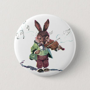 Bunny die het Violin speelt Ronde Button 5,7 Cm