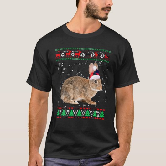 Bunny Dierenvriend Xmas Matching Santa Ugly Bunny T-shirt (Voorkant)