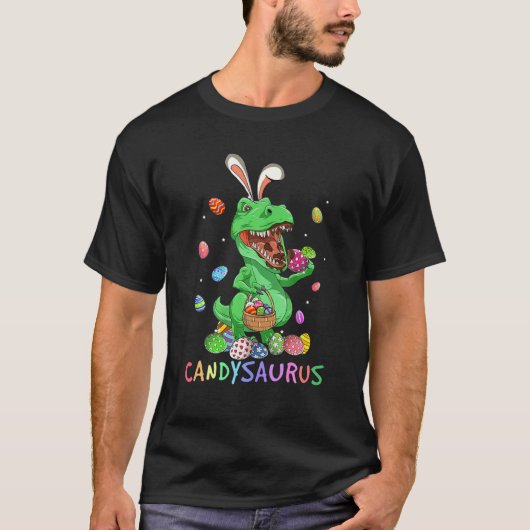 Bunny Dinosaur T Rex Eating Chocolate Snoep T-shirt (Voorkant)