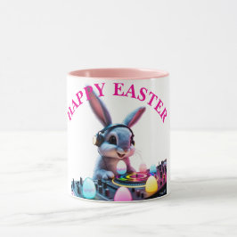 Bunny DJ Easter Egg Platenspeler Pink Mok