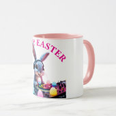 Bunny DJ Easter Egg Platenspeler Pink Mok (Voorkant rechts)
