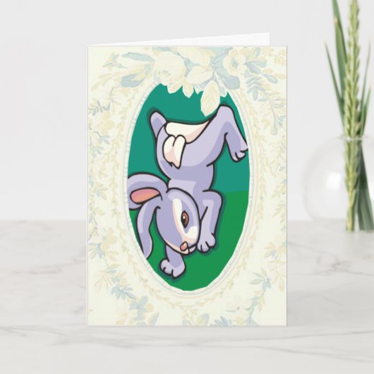 Bunny Doing Een Headstand Pasen Kaart (Voorkant)