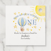 Bunny draait een rond de zon jongens 1e verjaardag bedankjes labels (Achterkant)