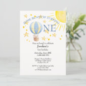 Bunny draait een rond de zon jongens 1e verjaardag kaart (Staand voorkant)