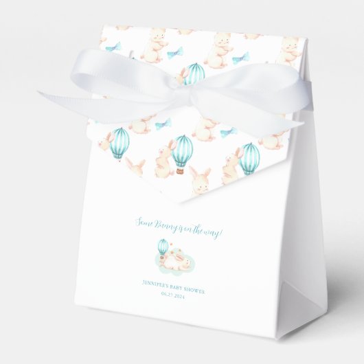 Bunny Dreams blauw baby shower Bedankdoosjes (Voorkant Zijde)