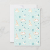 Bunny Dreams Blauw Baby shower Bedankkaart (Achterkant)