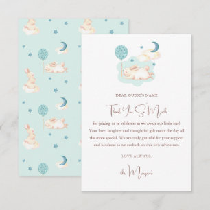 Bunny Dreams Blauw Baby shower Bedankkaart