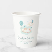 Bunny Dreams Blauw Baby shower Papieren Bekers (Achterkant)