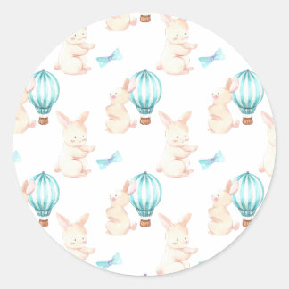 Bunny Dreams blauw baby shower Ronde Sticker