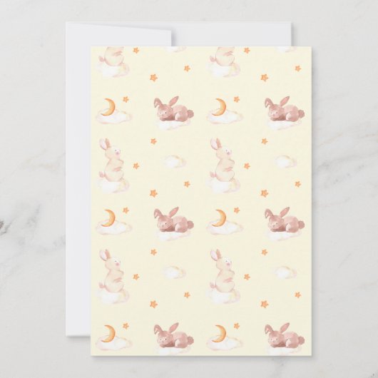 Bunny Dreams Neutraal Baby shower Kaart (Achterkant)