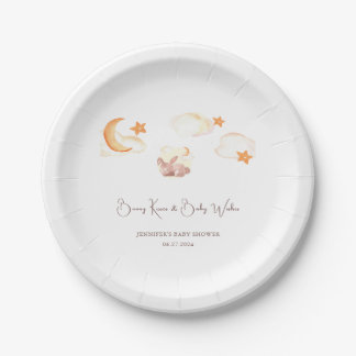Bunny Dreams Neutraal Baby shower Papieren Bordje