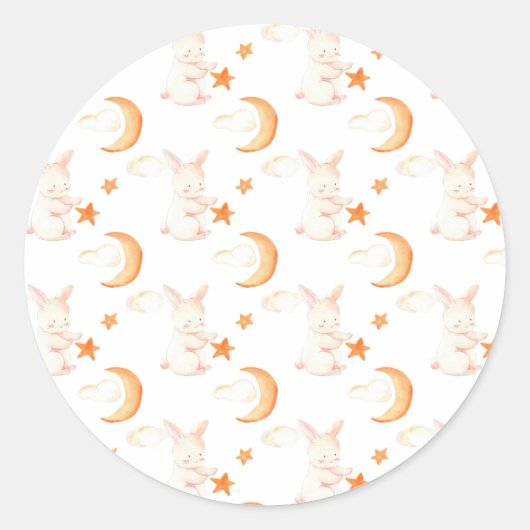 Bunny Dreams Neutraal Baby shower Ronde Sticker (Voorkant)