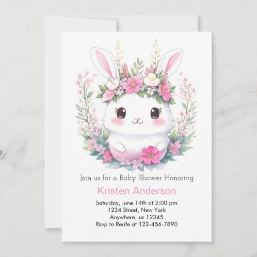 Bunny Dreams onthuld meisje Baby shower Kaart (Voorkant)