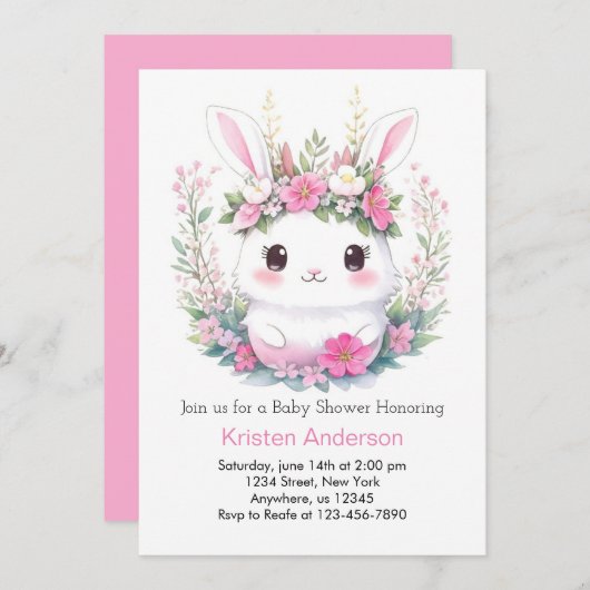 Bunny Dreams onthuld meisje Baby shower Kaart (Voorkant / Achterkant)