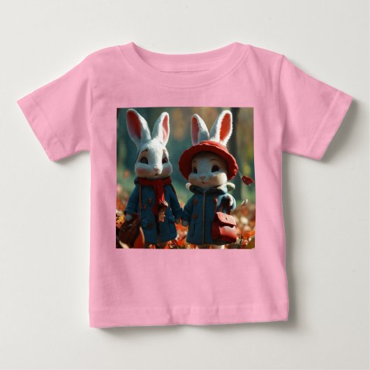Bunny Duo in Pixar Style Baby T-shirt (Voorkant)
