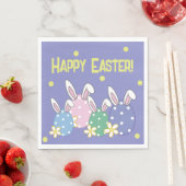 Bunny Ear Eggs Happy Pasaster Napkins (paars) Servet (Insitu)