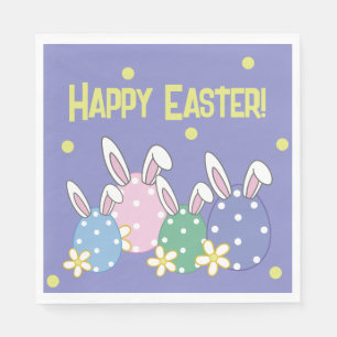 Bunny Ear Eggs Happy Pasaster Napkins (paars) Servet