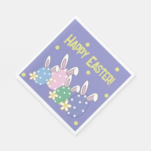 Bunny Ear Eggs Happy Pasaster Napkins (paars) Servet (Hoek)