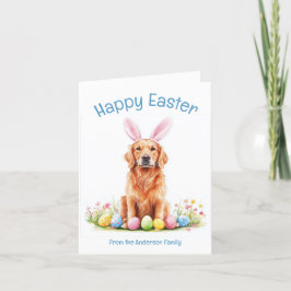 Bunny Ear Golden Retriever Hond Grappig Pasen Feestdagen Kaart