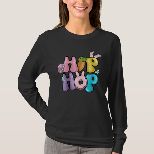 Bunny Ear Retro Groovy Hip Hop Easter Day T-shirt (Voorkant)