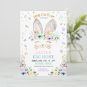 Bunny Ears Easter Hunt Pastel Regenboog Kaart (Staand voorkant)
