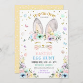 Bunny Ears Easter Hunt Pastel Regenboog Kaart (Voorkant / Achterkant)
