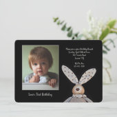 Bunny Ears Foto Verjaardagsfeestje Kaart (Staand voorkant)