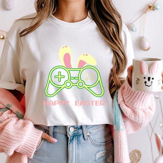 Bunny Ears Game Controller T-shirt; Gamer Easter T-shirt