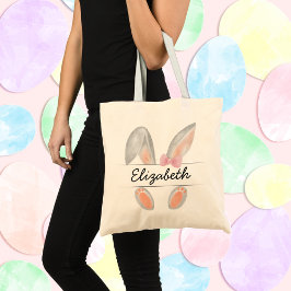 Bunny Ears gepersonaliseerde Pasen Tote Bag
