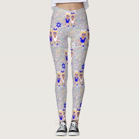 bunny ears hanukkah emoji leggings (Voorkant)