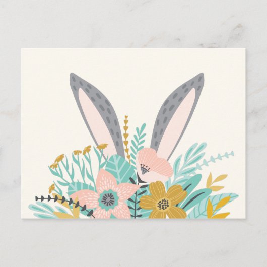 Bunny Ears in Spring Flowers Briefkaart (Voorkant)