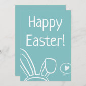 Bunny Ears Love Teksttypografie Minimal Modern Feestdagenkaart (Voorkant / Achterkant)