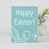 Bunny Ears Love Teksttypografie Minimal Modern Feestdagenkaart (Staand voorkant)