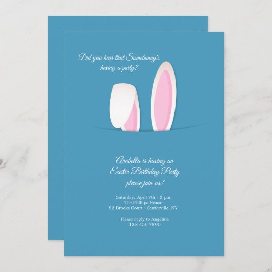 Bunny Ears Paasdag Kaart (Voorkant / Achterkant)