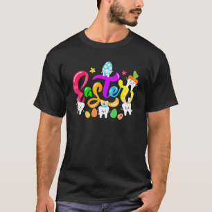 Bunny Ears Paaseieren kotteren tand Happy Paasdag T-shirt