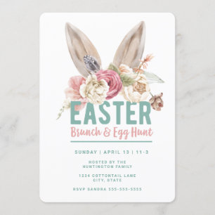 Bunny Ears   Pasen Brunch en Egg Hunt Uitnodiging