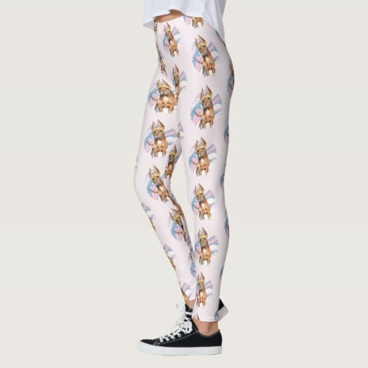 "Bunny Ears" Pit Bull Dog Waterverf Painting Leggings (Links)