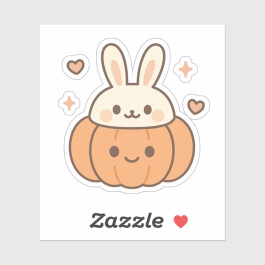 Bunny Ears Pumpkin Face Sticker (Vel)