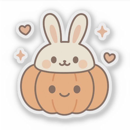 Bunny Ears Pumpkin Face Sticker (Voorkant)