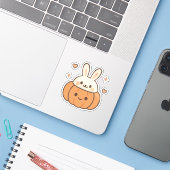 Bunny Ears Pumpkin Face Sticker (Laptop met iPhone)